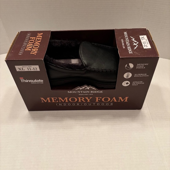 Mountain Ridge Slippers Memory Foam Indoor/Outdoor Men's Size 11 - 12 Black - Picture 1 of 7